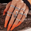 New Fashion Star Five-pointed Star Carved 9-piece Ring