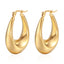 1 Pair Fashion 18K Gold Plated Stainless Steel Oval Hoop Earrings