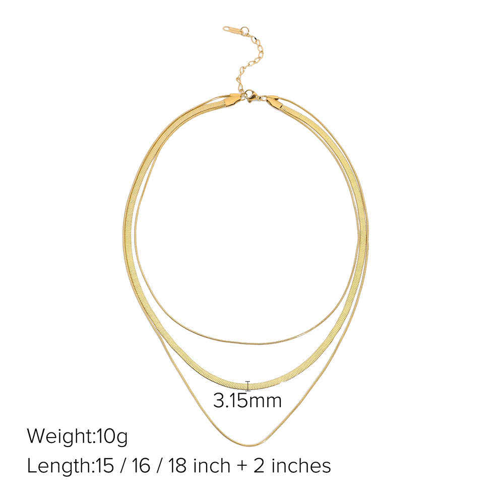 Fashion Three-layer 14K Gold-plated Stainless Steel Necklace