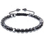 Retro Black Magnet Beaded Men's Bracelet with Heart Charm, Adjustable Braided Design