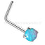 20G Titanium Steel Opal Nose Stud with Four-Prong Design