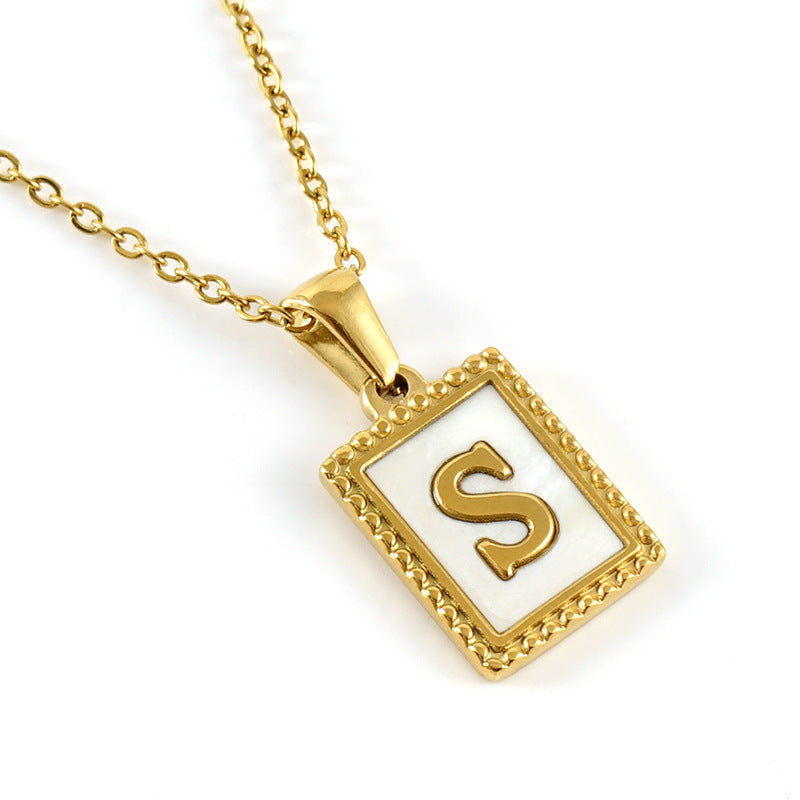 Fashion Titanium Steel Shell Letter Pendant Necklace