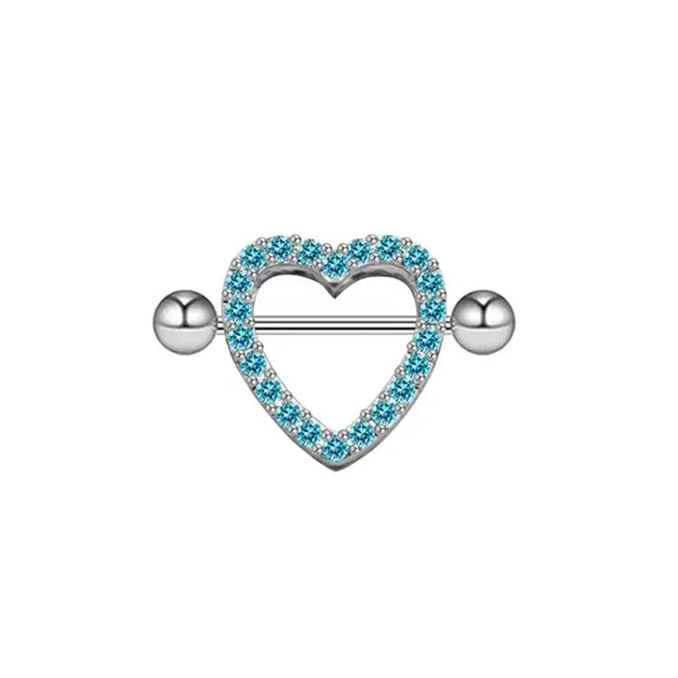 Exaggerated Rock Punk Heart Shape Copper Epoxy Plating Inlay Rhinestones Zircon White Gold Plated Chest Ring