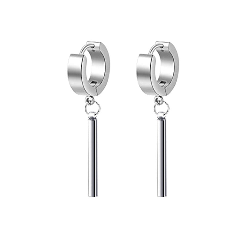 Simple Star Skull Stainless Steel Spike Hoop Earrings