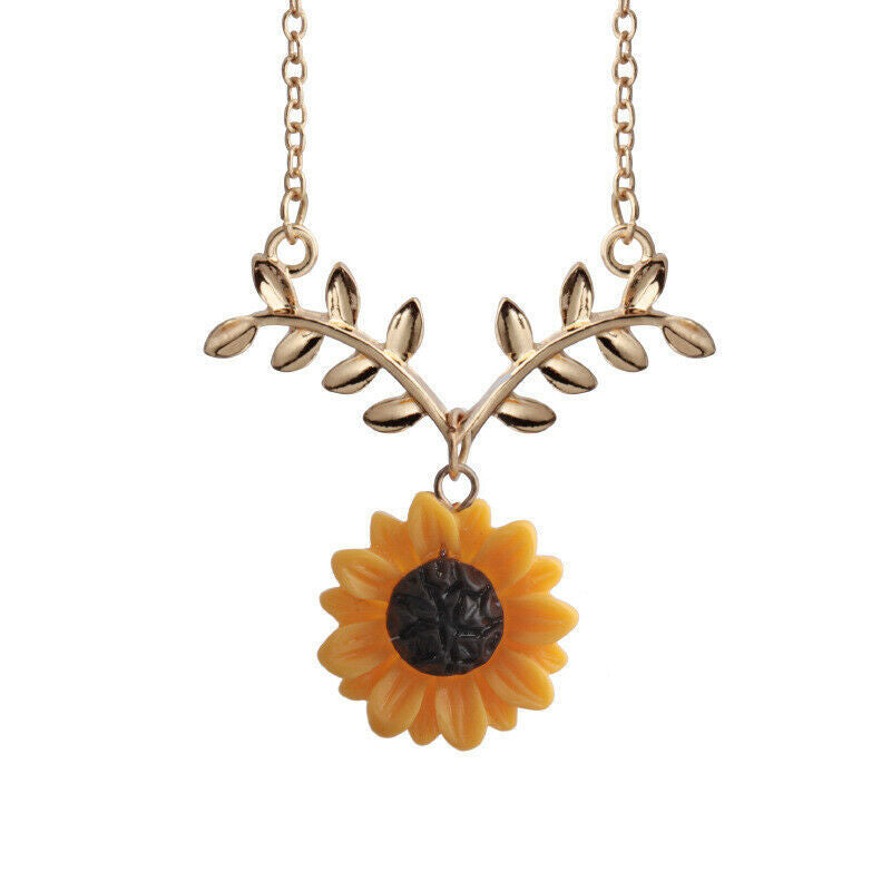 Fashion Sunflower Two Pearls Sun Flower Alloy Necklace NHCU152908