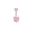 1 Piece Heart Shaped Zirconia Belly Rings Stainless Steel Inlay Rhinestones Pink Fashion Piercing Jewelry