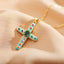 Roman Cross Zircon Inlay Enamel Pendant Necklace