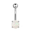 Geometric Stainless Steel Zircon & Opal Belly Ring Set - 5 Pieces Silver