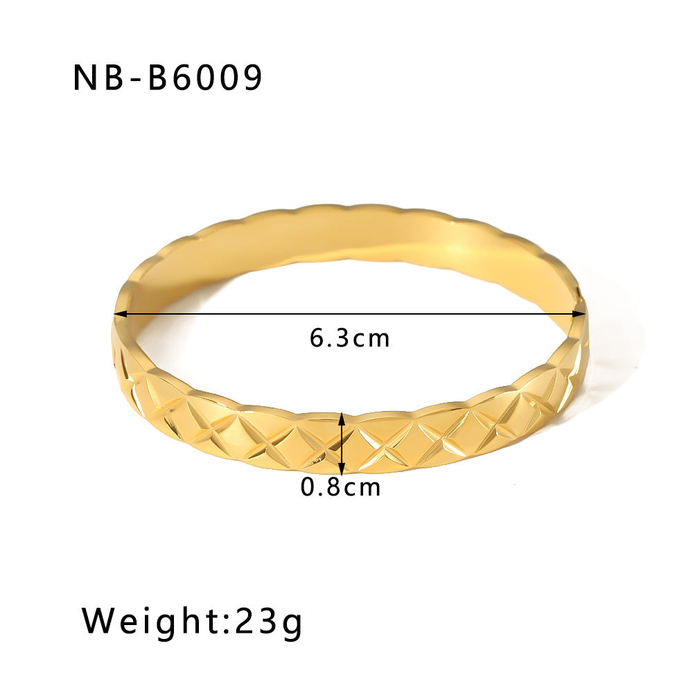 18K Gold Plated Geometric Zircon Bangle with Roman Numerals and Star Design