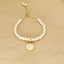 18K Gold Plated Adjustable Letter Pendant Imitation Pearl Bracelet