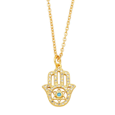 Retro Elephant Zircon Pendant Necklace in Copper Gold Plated Finish