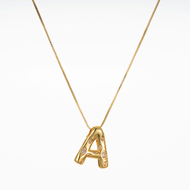 Elegant Gold Plated Zircon Letter Pendant Necklace - Minimalist Design