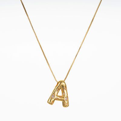 Elegant Gold Plated Zircon Letter Pendant Necklace - Minimalist Design