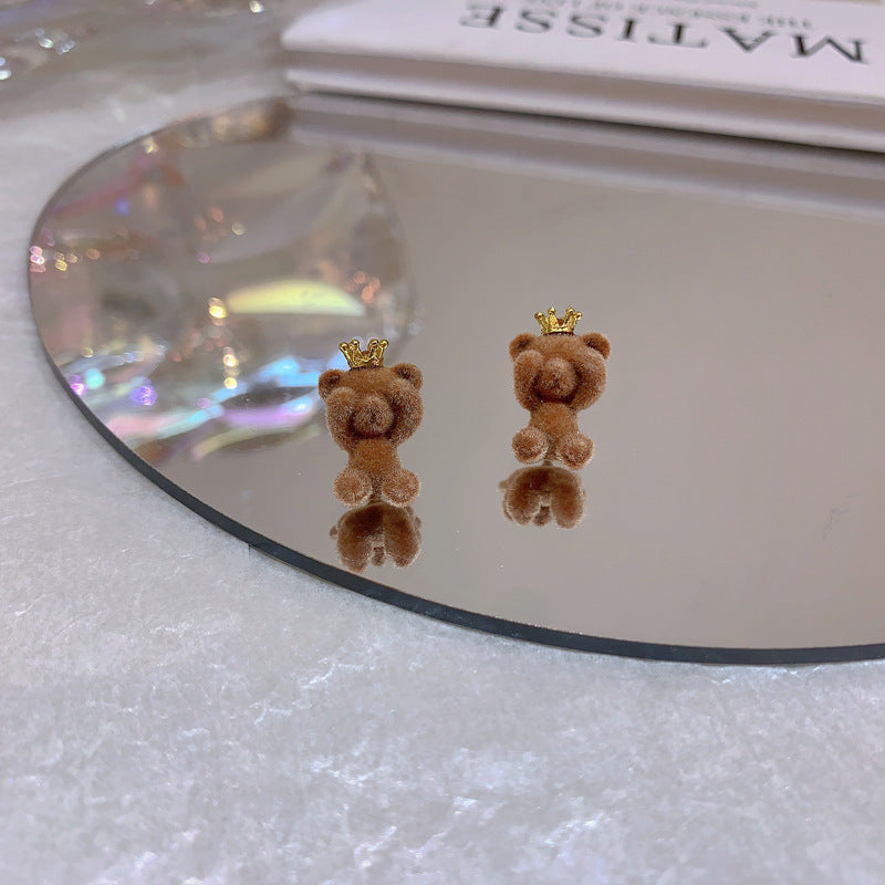 Cartoon Bear and Plush Bunny Stud Earrings - Korean Style Fashion Jewelry for Women