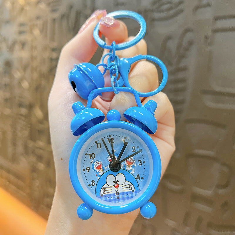 Cute Mini Alarm Clock Keychain - Iron Plated Cartoon Keyring for Bags and Gifts