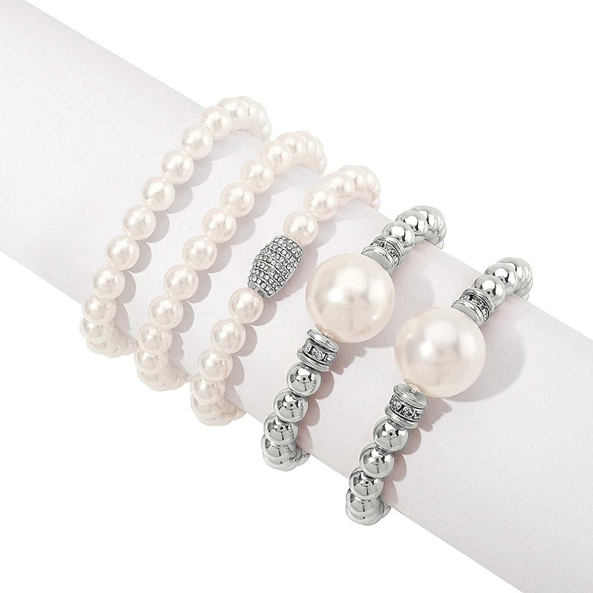 IG Style Classic Multi-Layer Geometric Pearl Beaded Bracelet Set