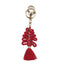 Elegant Retro Christmas Tree Cotton Keychain Pendant with Handmade Tassel Decor