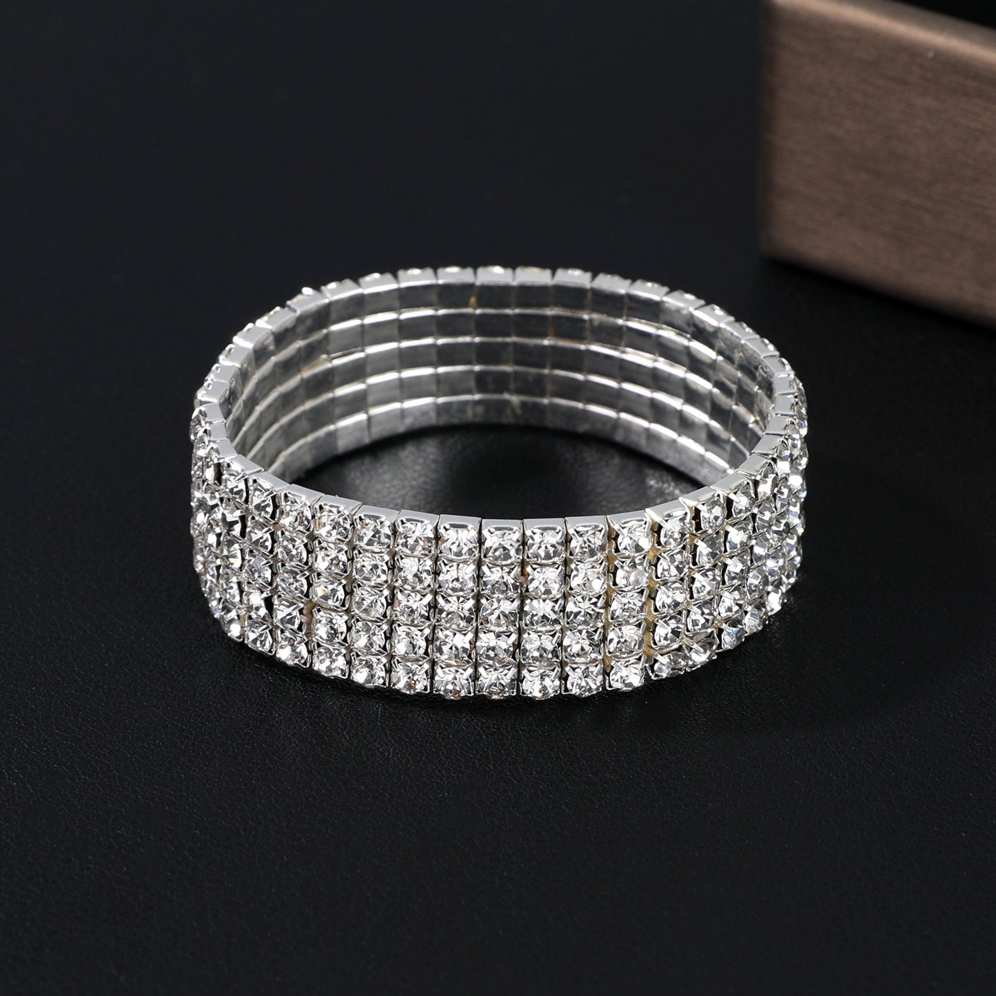 Korean Version Of Jewelry Wholesale Full Diamond Single Row Elastic Bracelet Shiny Bracelet