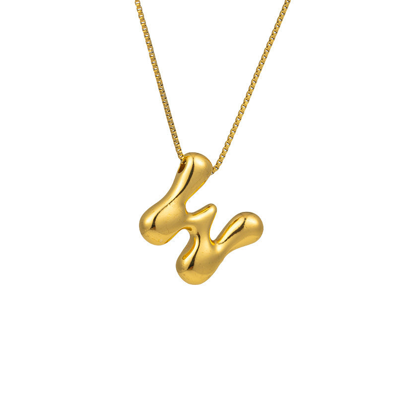 304 Stainless Steel Gold Plated Bubble Letter Necklace