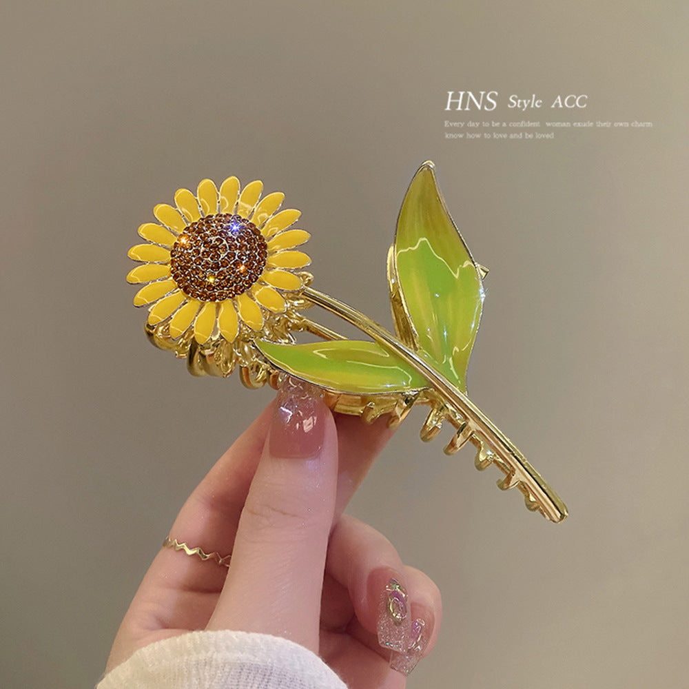 Sunflower Rhinestone Alloy Hair Claw Clip