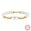 14K Gold Plated Sterling Silver Freshwater Pearl Vintage Bracelet for Men and Women