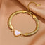 18K Gold Plated Heart & Pearl Stainless Steel Bracelet