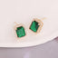 New Copper Micro-inlaid Zircon Square Emerald Pendant Necklace Ring Earrings
