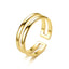 Fashion Jewelry Adjustable 18K Gold Titanium Steel Open Ring for Women