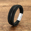 Vintage Punk Geometric Stainless Steel Leather Layered Men's Bracelet