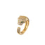 Geometric Gold Plated Copper Zircon Lion Head Ring