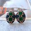 Colored Diamond Drip Glaze Electroplated Ear Clips with Silver Needle Studs