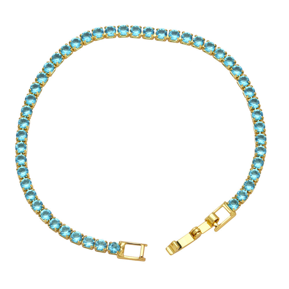 Simple Geometric 18k Gold Plated Zircon Tennis Chain Bracelet