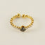 Square Stainless Steel 18k Gold Plated Zircon Adjustable Vintage Ring for Women