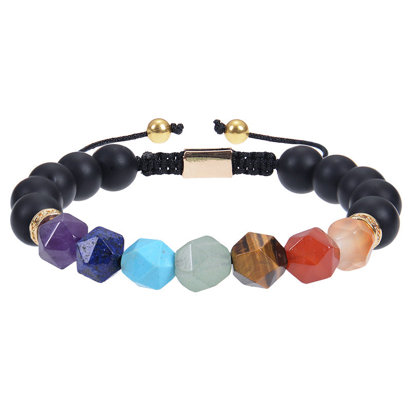 Retro Geometric 10mm Tiger's Eye Natural Stone Men's Adjustable Bracelet