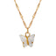 European Acrylic Butterfly Pendant Necklace with Creative Pearl Clavicle Chain