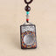 Ethnic Square Alloy Wood Pendant Necklace with Nepalese Thangka Design