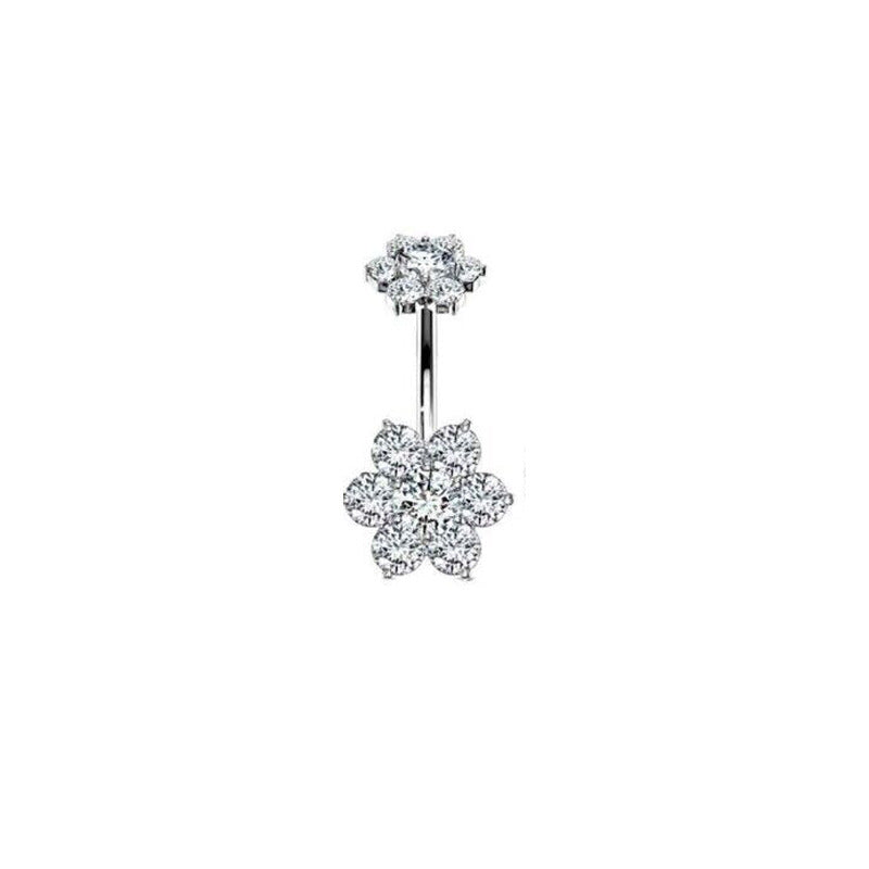 1 Piece Belly Rings Simple Style Classic Style Heart Shape 316 Stainless Steel  Inlay Zircon Belly Rings