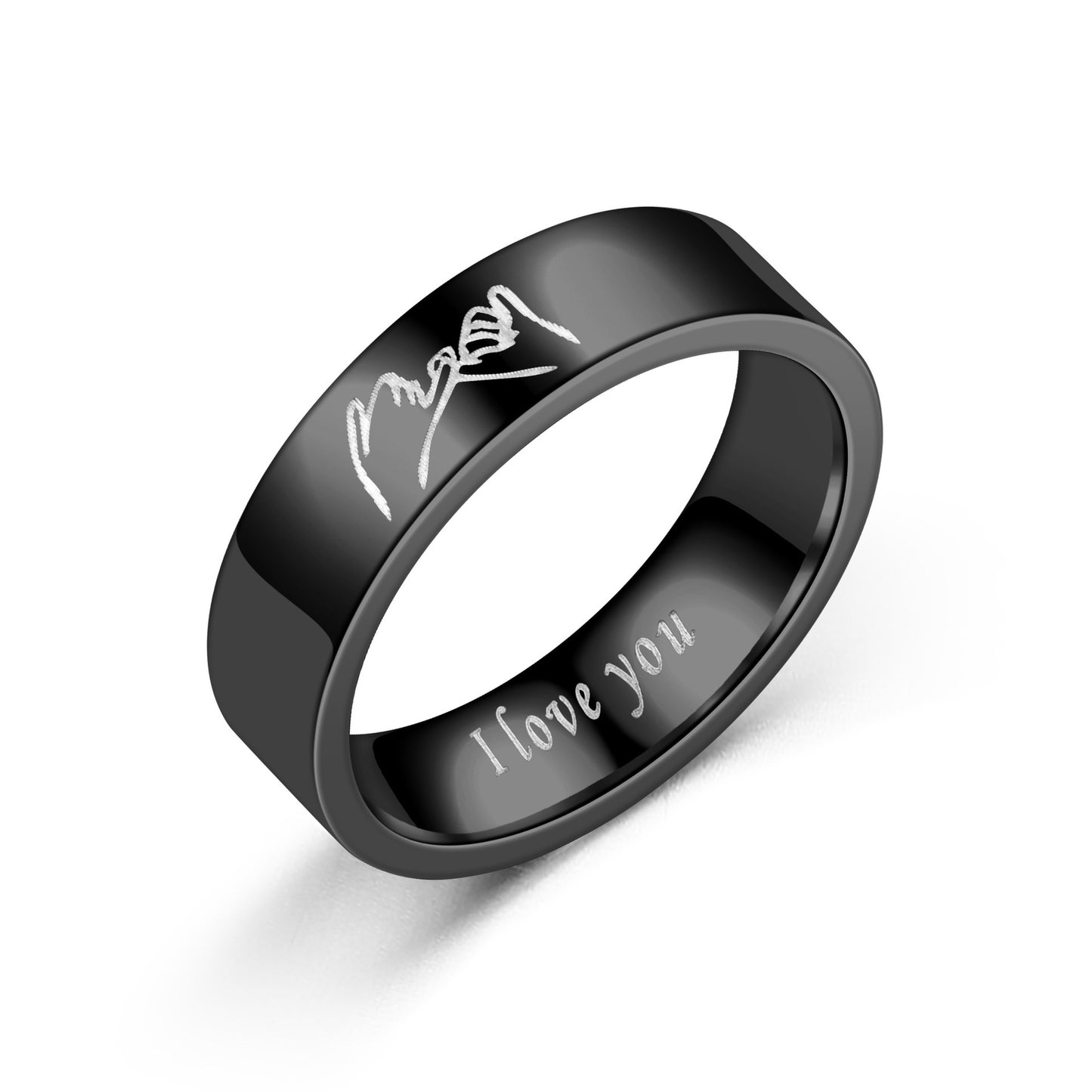 Titanium Steel Retro Love Ilove You Hand In Hand Couple Ring