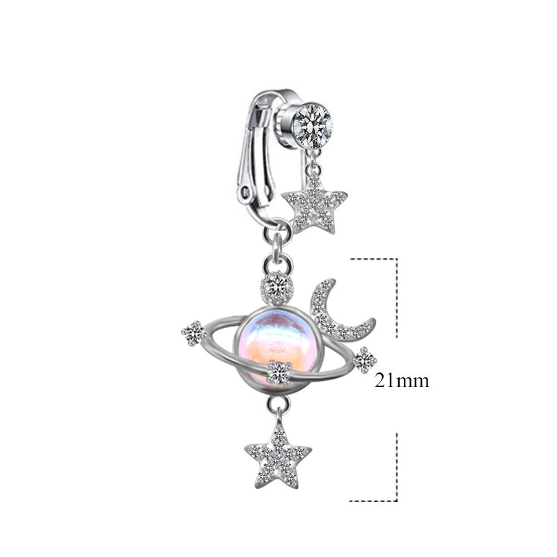 Cute Wedding Bridal Star Heart Shape Stainless Steel Alloy Copper Plating Inlay Artificial Crystal Agate Zircon 14k Gold Plated Silver Plated Belly Ring