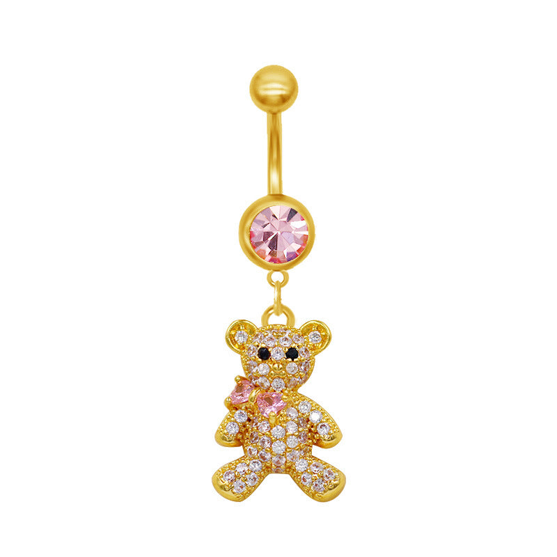 Elegant Sun & Moon Butterfly Belly Ring - 316 Stainless Steel with Rhinestones and Gold Plating