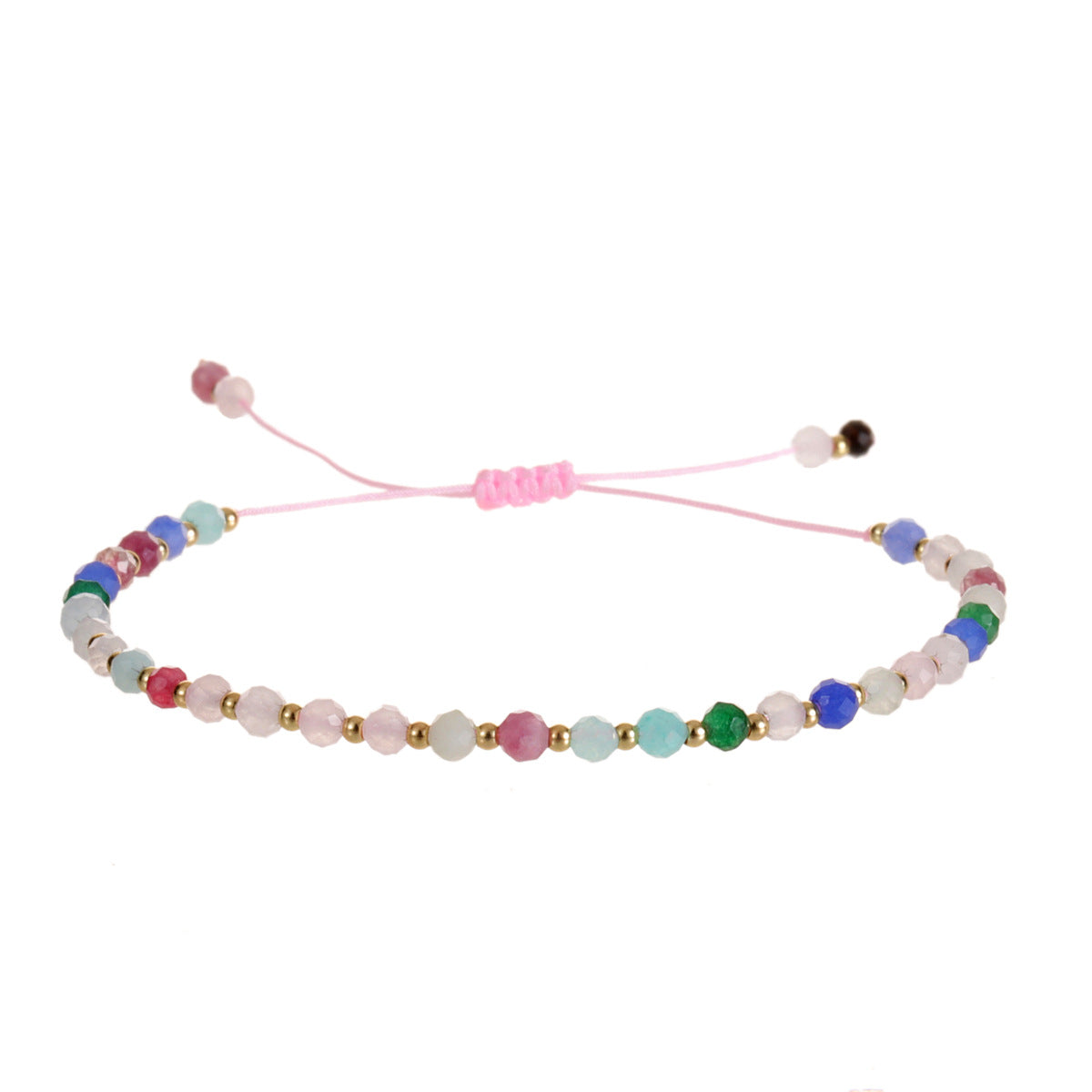 Simple Style Adjustable Natural Stone Beaded Knitting Bracelets