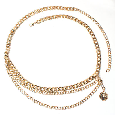 Fashion Geometric Multi-Layer Metal Waist Chain Accessory