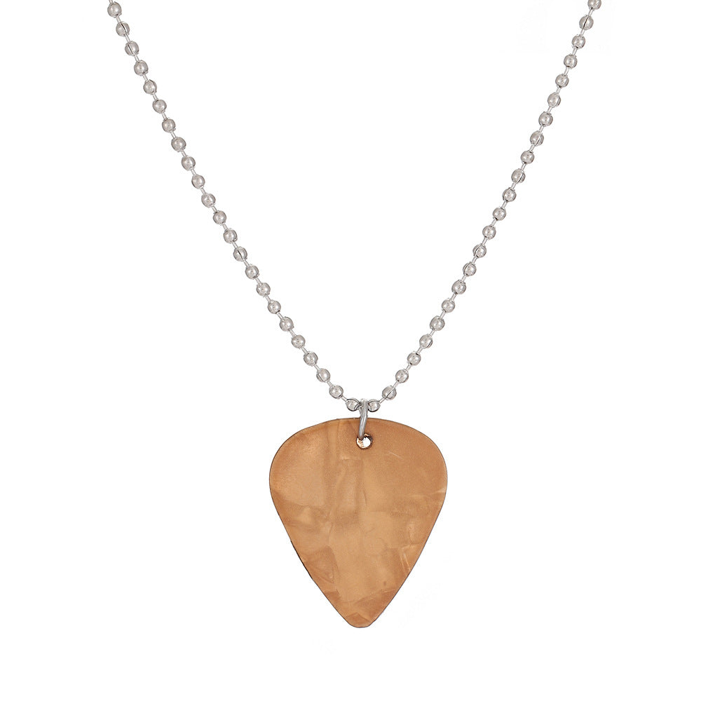 Simple Heart Shape Acrylic Alloy Pendant Necklace with Guitar Pick Charm