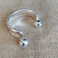 Silver Plated Streetwear Horseshoe Cuff Bracelet with Detachable Round Ball Design