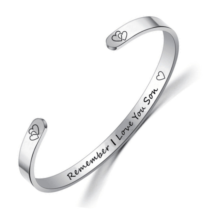 Personalized Engraved Titanium Steel Open Bangle Bracelet