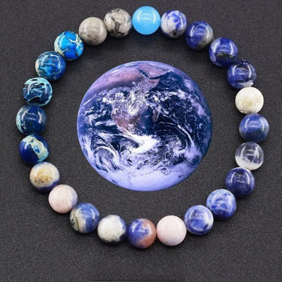 Geometric Natural Stone Planetary Bracelet Set