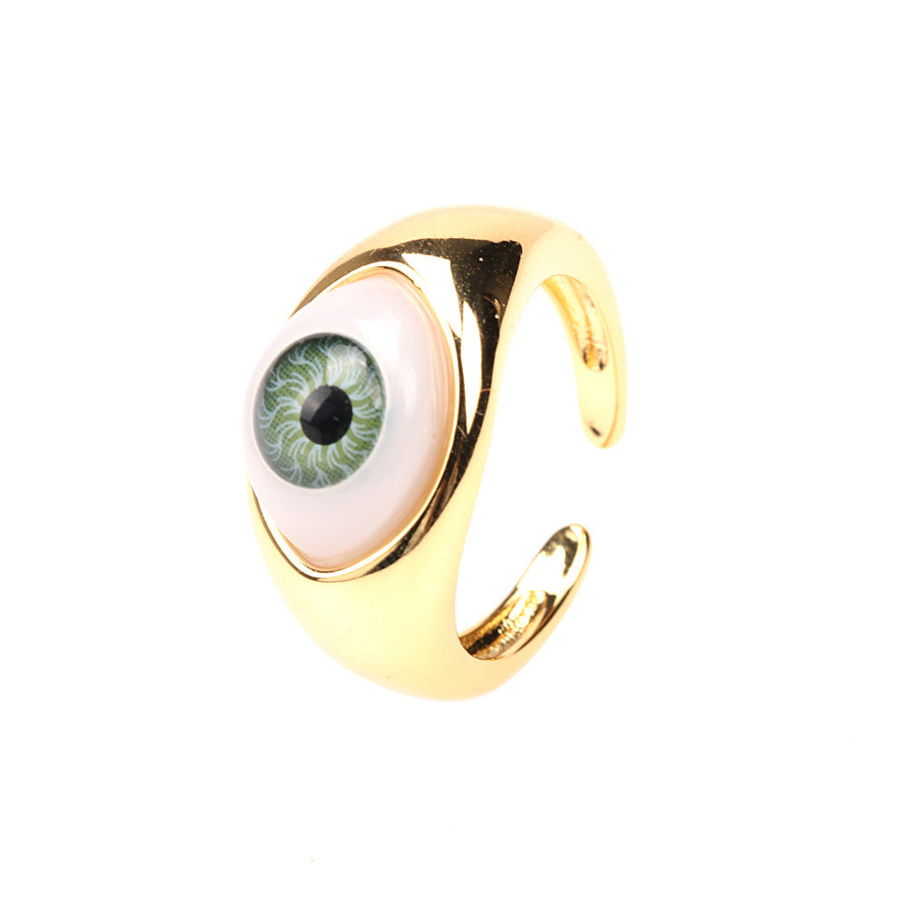 Fashion New Devil's Eye Resin Adjustable Copper Ring