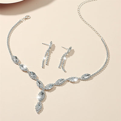 Fashion Bridal Necklace and Earrings Set - Elegant Rhinestone Wedding Jewelry