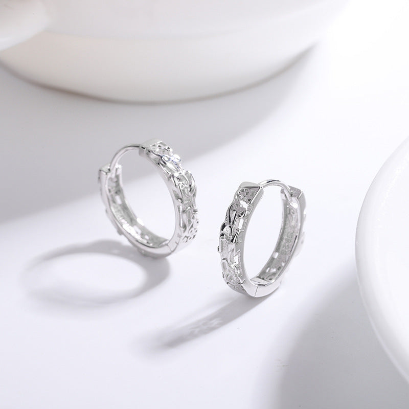 1 Pair Streetwear Geometric Sterling Silver Pixiu Hoop Earrings