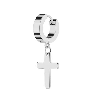 Simple Style Titanium Steel Cross Ear Cuff Clip-On Earrings